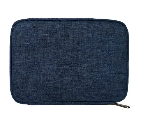 Organizatoare bagaje - Geanta textila pentru depozitarea cablurilor, castilor, accesoriilor electronice, Tecos®, inchidere cu fermoar, curele elastice, impermeabil, 24, 5x18x10cm, albastru