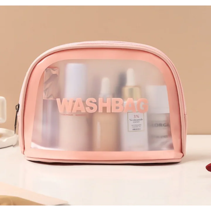 Organizatoare bagaje - Geanta voiaj pentru cosmetice, Tecos®, dimensiuni 20x8.5x14.5 cm, impermeabila, roz