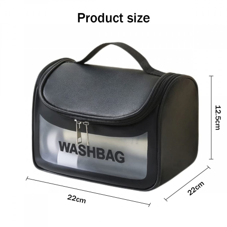 Geanta voiaj pentru cosmetice, Tecos®, dimensiuni 22x22x12.5 cm, impermeabila, negru [2]