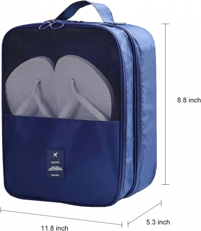 Organizator depozitare incaltaminte si alte accesorii, Tecos, 2 compartimente, ideal pentru troller sau valiza, dimensiuni 23*13.5*30cm, rezistent la apa, albastru [2]