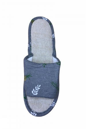 Papuci casa decupati pentru dama, gri, marime 40-41,material textil, imprimeu ananas [3]