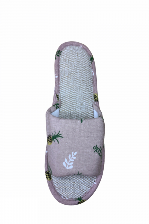 Papuci casa decupati pentru dama, roz, marime 36-37,material textil, imprimeu ananas [3]