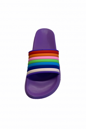 Papuci dama din PVC, mov, marime 41, imprimeu bareta curcubeu [3]