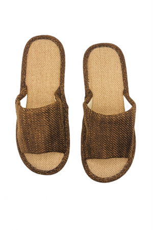 Papuci de casa decupati pentru barbati, TECOS, maro, marime 40-41, 27 centimetri, talpa moale [6]