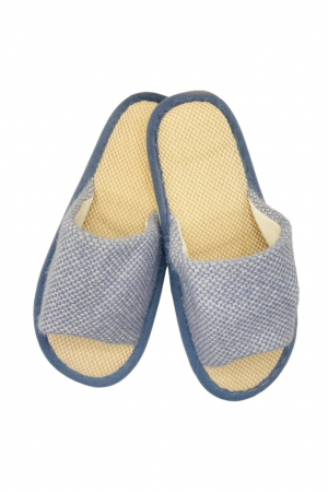 Papuci casa barbati - Papuci de casa decupati pentru barbati, TECOS, albastru, marime 40-41, talpa foarte comoda, 27 centimetri