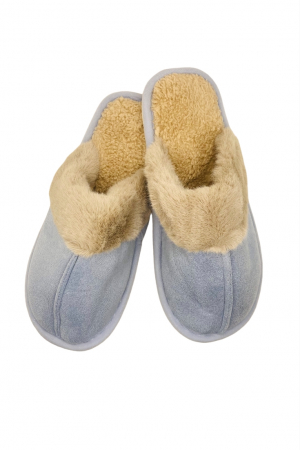 Papuci casa - Papuci de casa imblaniti pentru adulti, TECOS, marime 36-37, bleu, foarte caldurosi, 23 centimetri