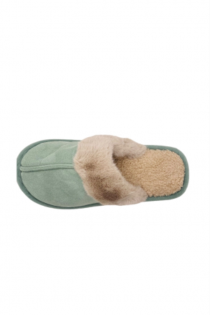 Papuci de casa imblaniti pentru adulti, TECOS, marime 36-37, verde, foarte caldurosi, 23 centimetri [3]