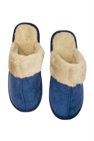 Papuci de casa imblaniti pentru adulti, TECOS, marime 40-41, albastru, foarte caldurosi, 26 centimetri [2]
