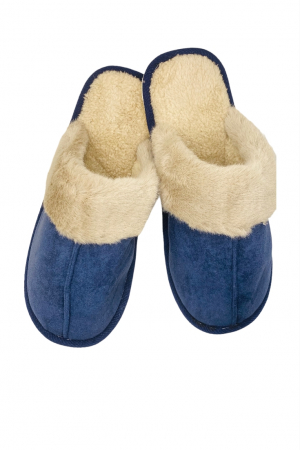 Papuci de casa imblaniti pentru adulti, TECOS, marime 40-41, albastru, foarte caldurosi, 26 centimetri [0]