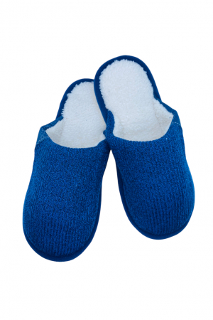 Papuci casa barbati - Papuci de casa imblaniti pentru adulti, TECOS, marime 40-41, albastru, foarte caldurosi, 27 centimetri