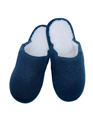 Papuci casa barbati - Papuci de casa imblaniti pentru adulti, TECOS, marime 40-41, negru, foarte caldurosi, 27 centimetri