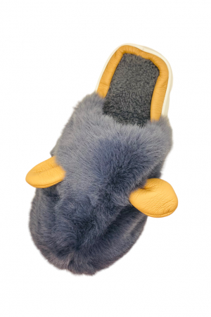 Papuci de casa imblaniti pentru barbati, TECOS, marime 40-41, albastru, foarte caldurosi, 27 centimetri [4]