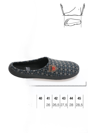 Papuci de casa pentru barbati, gri cu imprimeu dreptunghiuri, marime 41, model cu calcai, 26 centimetri [3]