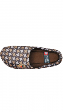 Papuci de casa pentru barbati, maro cu imprimeu stelute, marime 40, model cu calcai, 26 centimetri [2]
