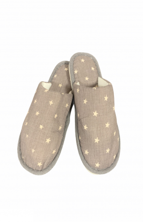 Papuci casa barbati - Papuci de casa pentru barbati, material textil, gri, imprimeu stelute, marime 42-43