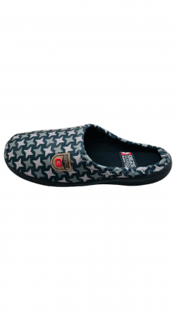 Papuci de casa pentru barbati, verde cu imprimeu stelute, marime 42, model cu calcai, 27 centimetri [1]