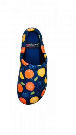 Papuci de casa pentru dama, albaștri cu imprimeu fructe, marime 36, 22.5 centimetri, comozi si caldurosi [5]