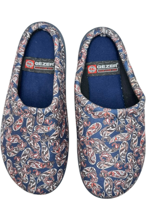 Papuci de casă damă albastru cu imprimeu floral – model confortabil elegant [5]