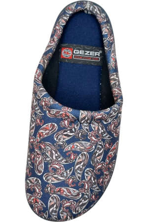 Papuci de casă damă albastru cu imprimeu floral – model confortabil elegant [4]