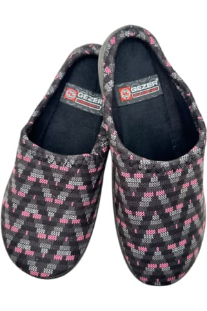 Papuci casa - papuci-dama-negru-model-geometric-comozi-caldurosi-37-40