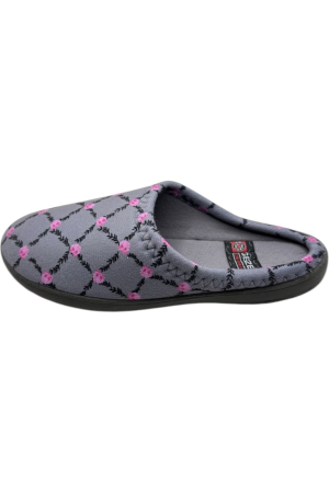 Papuci de casă damă gri cu model trandafiri– Confortabili & Călduroși [1]