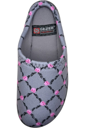 Papuci de casă damă gri cu model trandafiri– Confortabili & Călduroși [4]