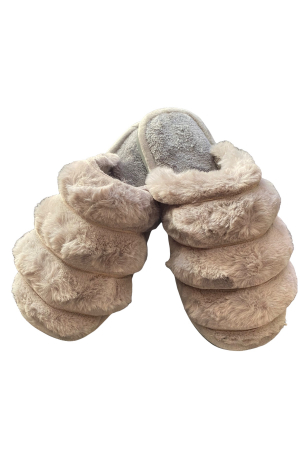 Papuci casa dama - Papuci de casa pentru dama, gri, marime 36-37, 25 centimetri, imblaniti