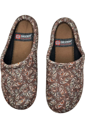 Papuci de casă damă maro cu imprimeu floral – model confortabil elegant [5]