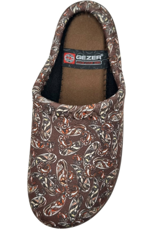 Papuci de casă damă maro cu imprimeu floral – model confortabil elegant [4]