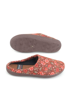 Papuci de casă damă maro imprimeu fructe – model elegant și confortabil [3]