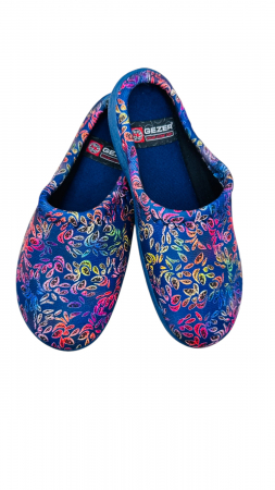 Papuci casa dama - Papuci de casa pentru dama, multicolor cu imprimeu floral, marime 36, 22.5 centimetri, comozi si caldurosi
