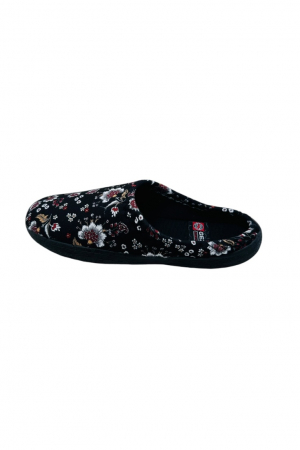 Papuci de casa pentru dama, negru cu flori, marime 36, 22.5 centimetri, comozi si caldurosi [1]