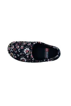 Papuci de casa pentru dama, negru cu flori, marime 36, 22.5 centimetri, comozi si caldurosi [2]