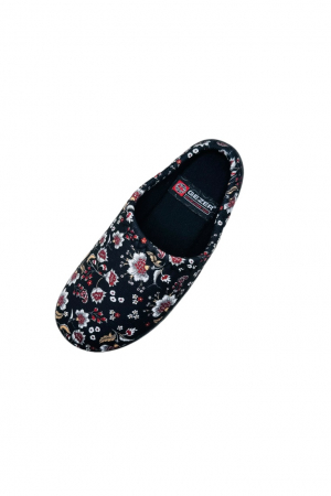 Papuci de casa pentru dama, negru cu flori, marime 36, 22.5 centimetri, comozi si caldurosi [3]
