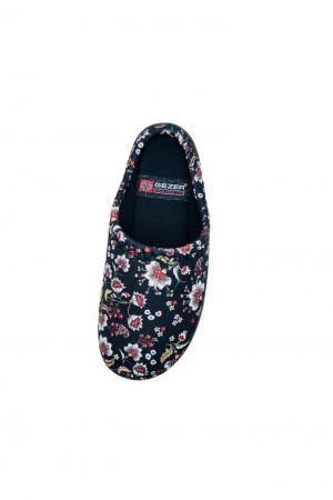 Papuci de casa pentru dama, negru cu flori, marime 36, 22.5 centimetri, comozi si caldurosi [5]