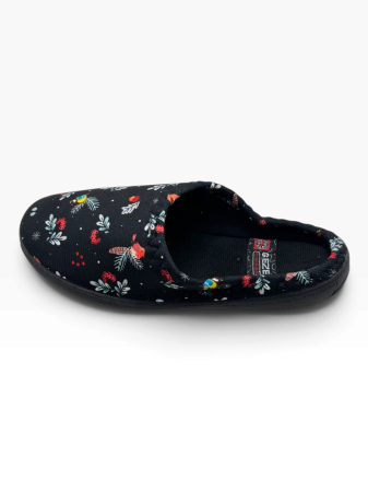 Papuci de casă damă negru cu imprimeu de toamna, comozi și călduroși, talpă moale [4]
