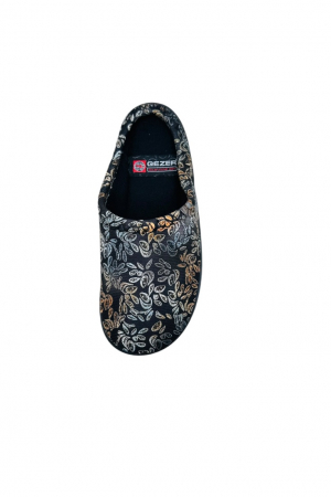 Papuci de casa pentru dama, negru cu imprimeu floral, marime 36, 22.5 centimetri, comozi si caldurosi [2]