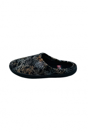 Papuci de casa pentru dama, negru cu imprimeu floral, marime 36, 22.5 centimetri, comozi si caldurosi [1]