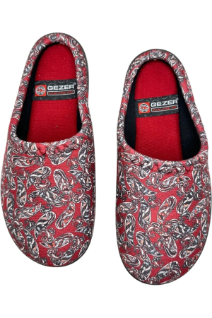 Papuci de casă damă roșii cu imprimeu floral – model confortabil elegant [5]