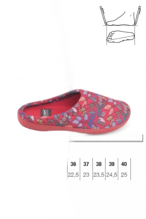 Papuci de casa pentru dama, roșu cu imprimeu floral, marime 41, 25.5 centimetri, comozi si caldurosi [4]