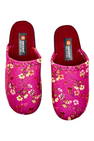 Papuci de casa pentru dama, roz cu imprimeu floral, marime 36, 22.5 centimetri, comozi si caldurosi [4]