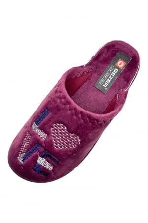Papuci de casa pentru dama, roz cu imprimeu LOVE, marime 36, 22.5 centimetri, comozi si caldurosi [4]
