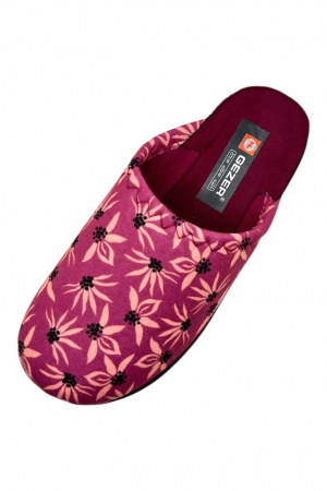 Papuci de casa pentru dama, roz rafuit cu imprimeu floral, marime 37, 23 centimetri, comozi si caldurosi [3]