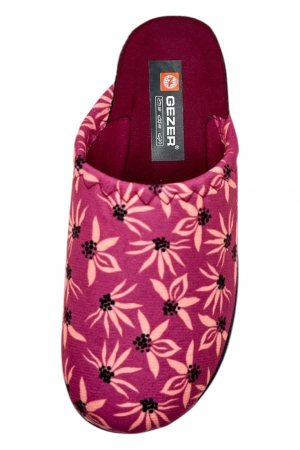Papuci de casa pentru dama, roz rafuit cu imprimeu floral, marime 37, 23 centimetri, comozi si caldurosi [4]