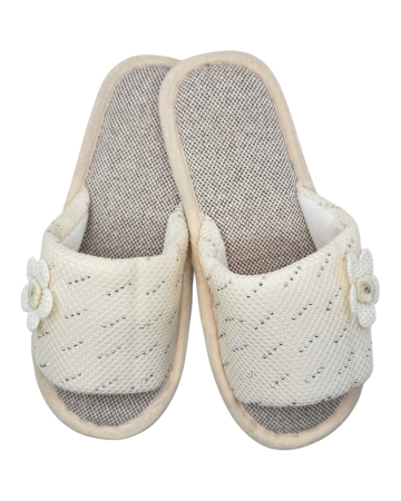 Papuci de casă damă Tecos® alb cu floare 3D și talpă confortabilă respirabilă – mărimi 36-41 [0]