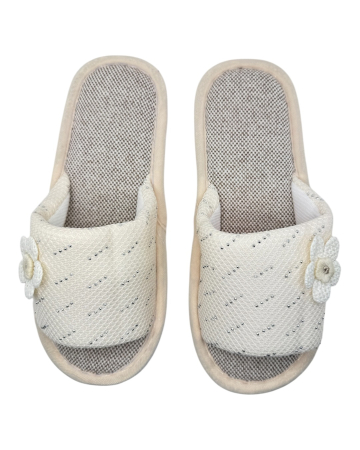 Papuci de casă damă Tecos® alb cu floare 3D și talpă confortabilă respirabilă – mărimi 36-41 [4]
