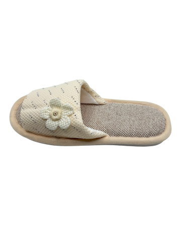 Papuci de casă damă Tecos® alb cu floare 3D și talpă confortabilă respirabilă – mărimi 36-41 [1]