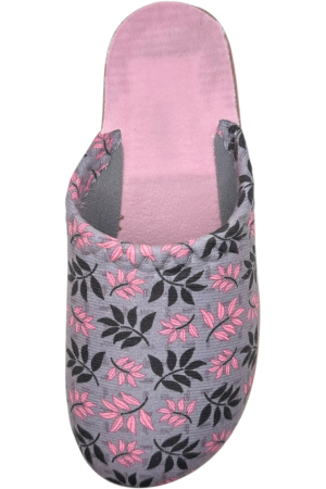 Papuci de casă damă Tecos® gri cu imprimeu floral – model elegant și confortabil [4]