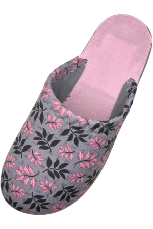 Papuci de casă damă Tecos® gri cu imprimeu floral – model elegant și confortabil [3]