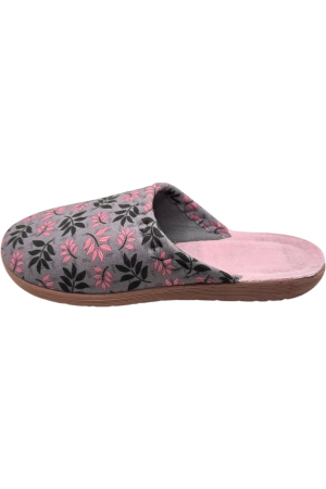 Papuci de casă damă Tecos® gri cu imprimeu floral – model elegant și confortabil [1]